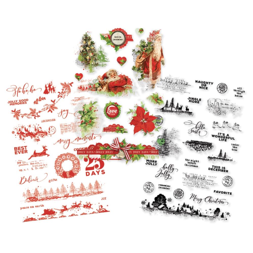 Vintage Christmas - Clear Stickers 3 Sheets - zum Schließen ins Bild klicken